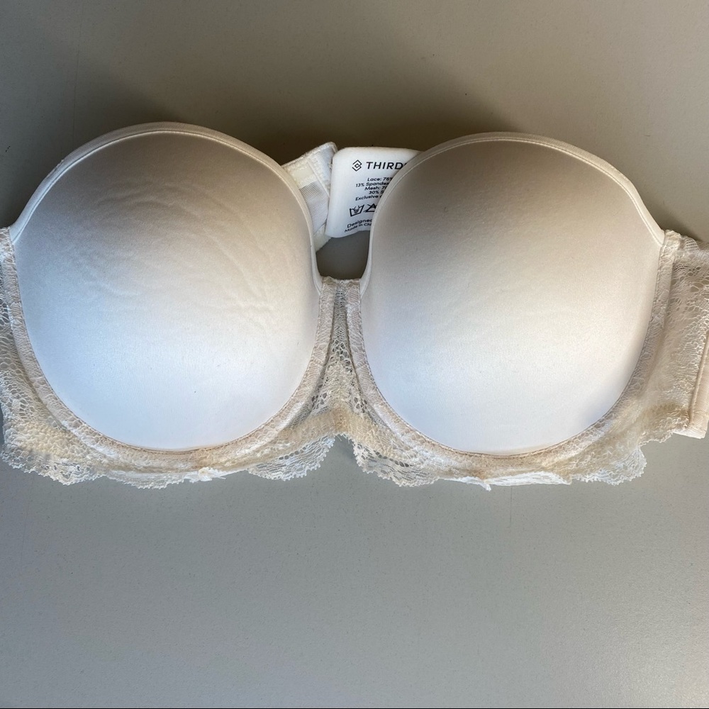 ThirdLove 38B 24/7 white classic lace strapless bra